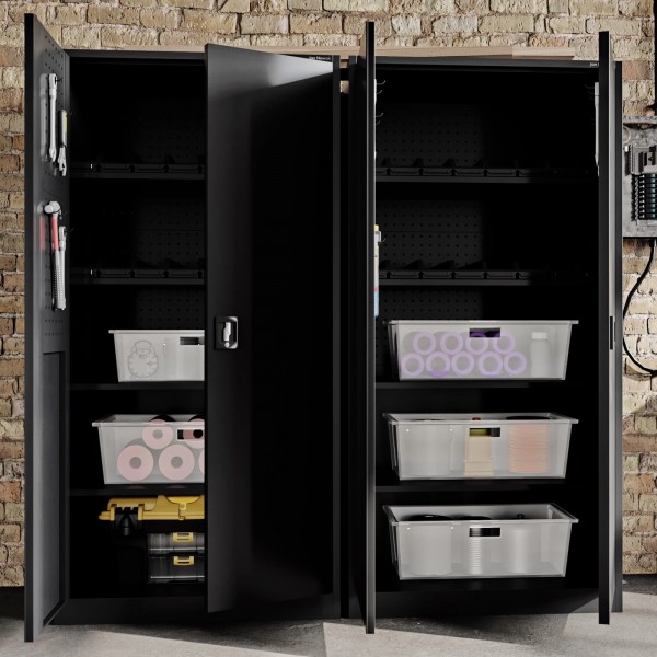 Metalowa szafa warsztatowa Bruno All Black 92x50x185 cm czarna