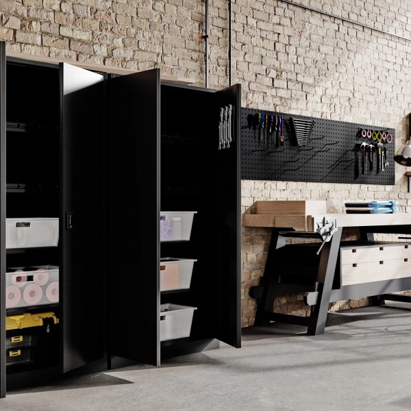 Metalowa szafa warsztatowa Bruno All Black 92x50x185 cm czarna