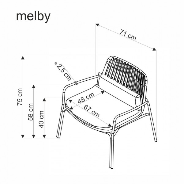 Fotel do ogrodu Melby z poduchą
