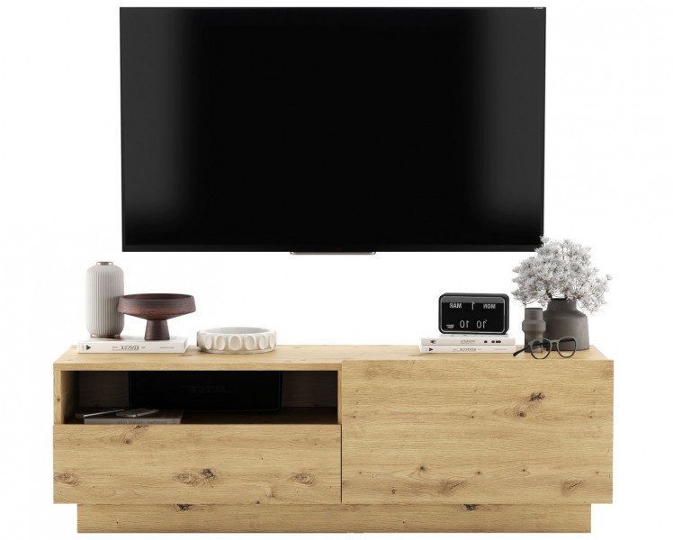 Szafka RTV na cokole z szufladą i wnęką Enjoy dąb artisan