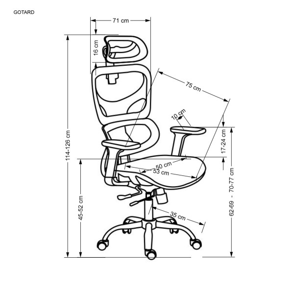 Ergonomiczny fotel do biura Gotard z regulacjami
