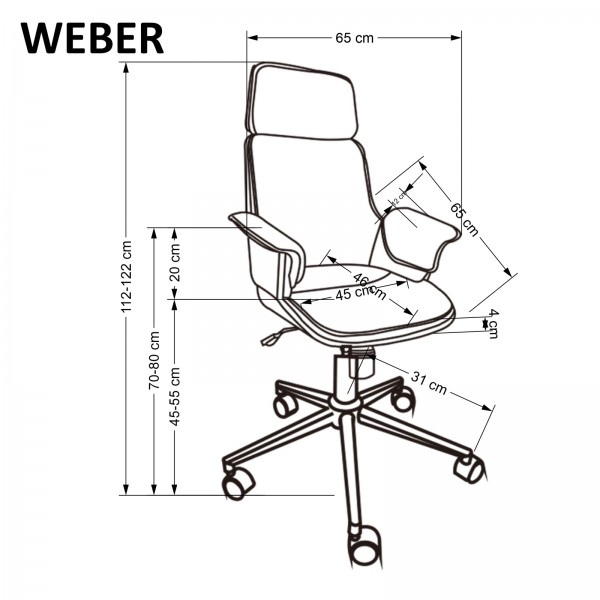 Nowoczesny fotel biurowy Weber z oparciem ze sklejki
