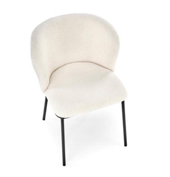 Kremowe krzesło do jadalni K518 z tkaniny bouclé