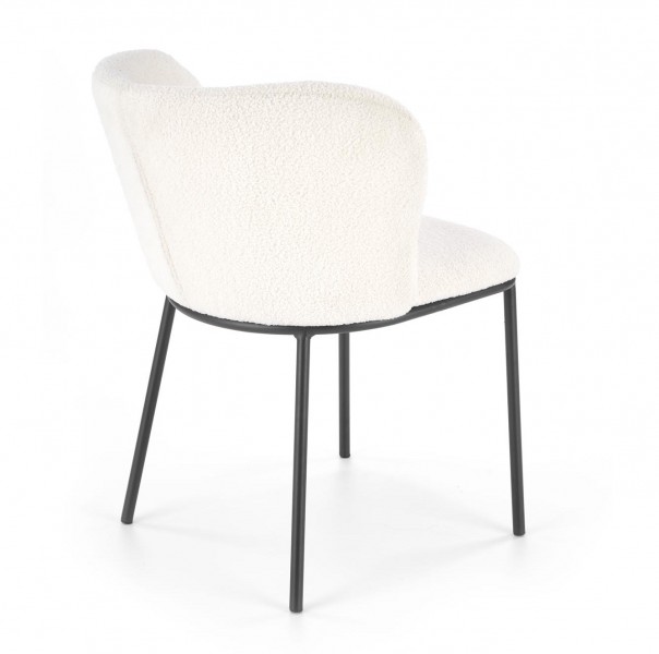 Kremowe krzesło do jadalni K518 z tkaniny bouclé