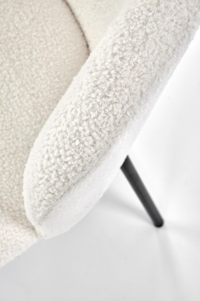 Kremowe krzesło do jadalni K518 z tkaniny bouclé