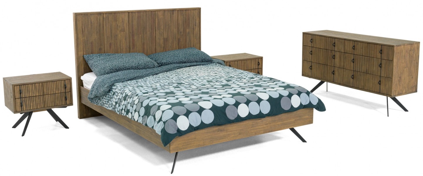 Loftowe łóżko drewniane z wysokim zagłówkiem Massa K01 180 cm