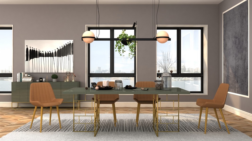 Stół w stylu glamour na złotej podstawie Rose Hill RH10 200 cm