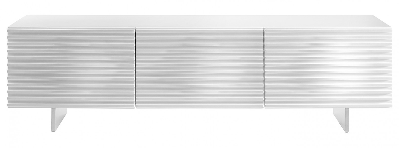 Ryflowana szafka pod telewizor Hudson H11 biały połysk