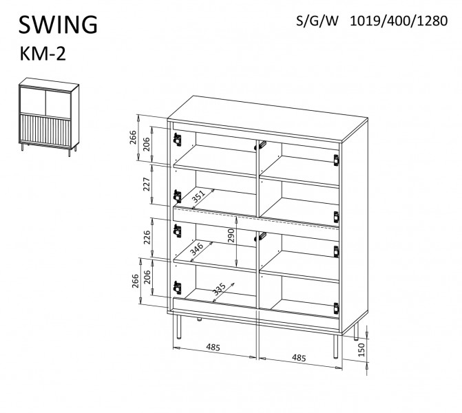 Wysoka komoda Swing KM-2 Halmar orzech