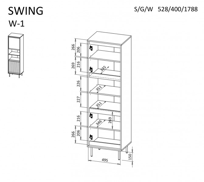 Witryna w orzechowym kolorze Swing Halmar