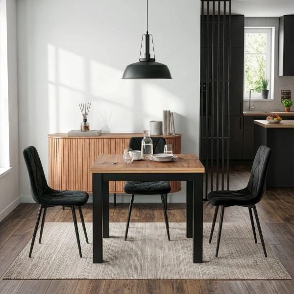 Stół rozkładany w stylu loftowym Max 80-160 cm, dąb craft/czarny