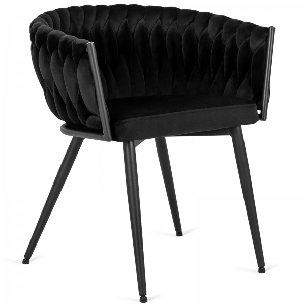 Plecione krzesło na czarnych nogach Empoli welur