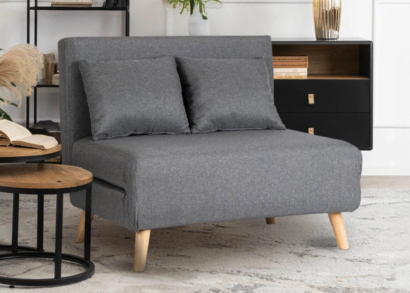 2-osobowa sofa-leżanka Marry 2 w stylu skandynawskim, szara tkanina