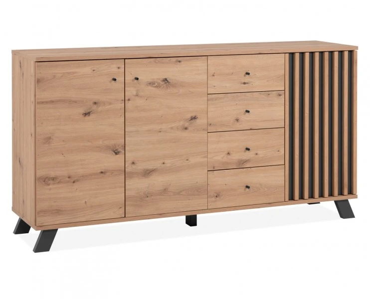 Komoda z lamelami Medan 3D4S dąb artisan/antracyt