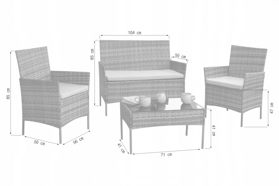 Zestaw mebli ogrodowych - sofa fotele i stolik Natal 010 naturalny