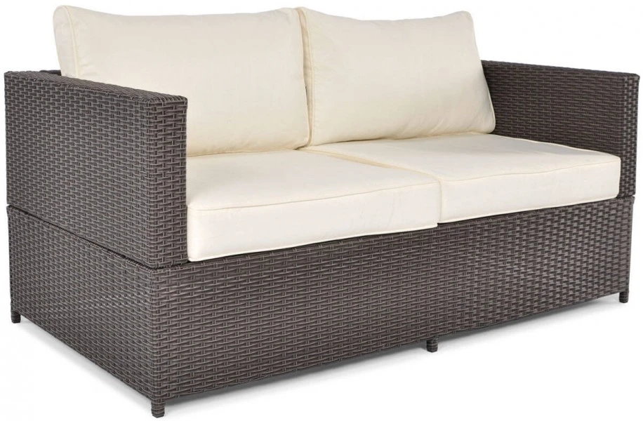 Ogrodowa sofa 2-osobowa technorattan Malaga brązowa