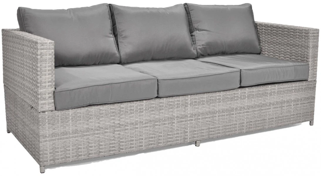 3-osobowa sofa ogrodowa technorattan Malaga szara
