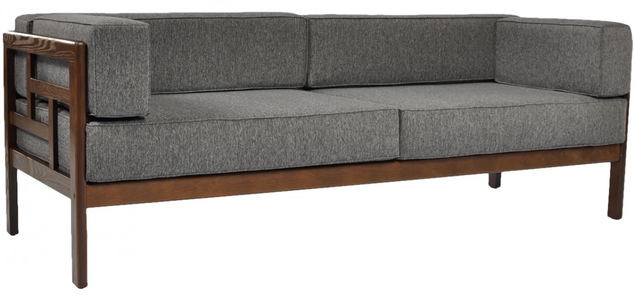 Sofa ogrodowa 3-osobowa drewniana Eden ciemny brąz/grafit