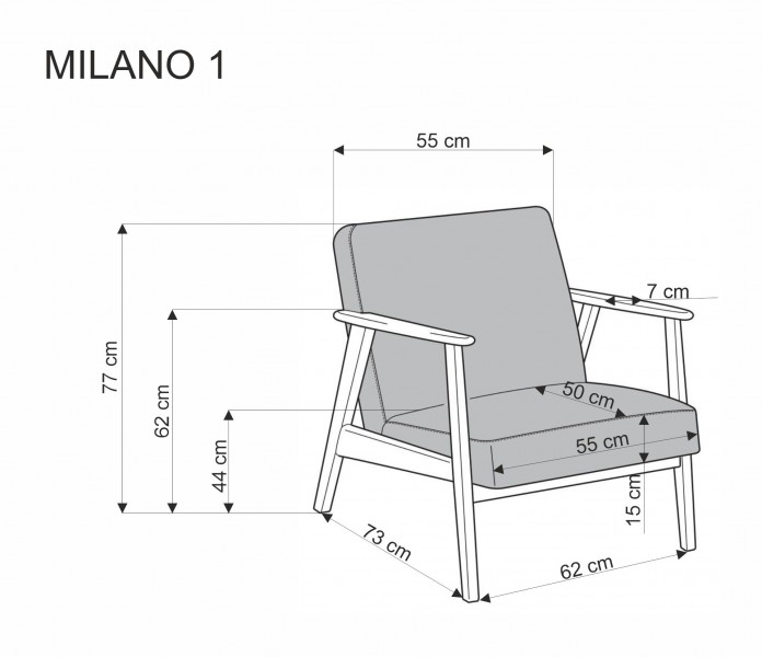 Fotel do salonu z drewnianymi podłokietnikami Milano 1S Halmar