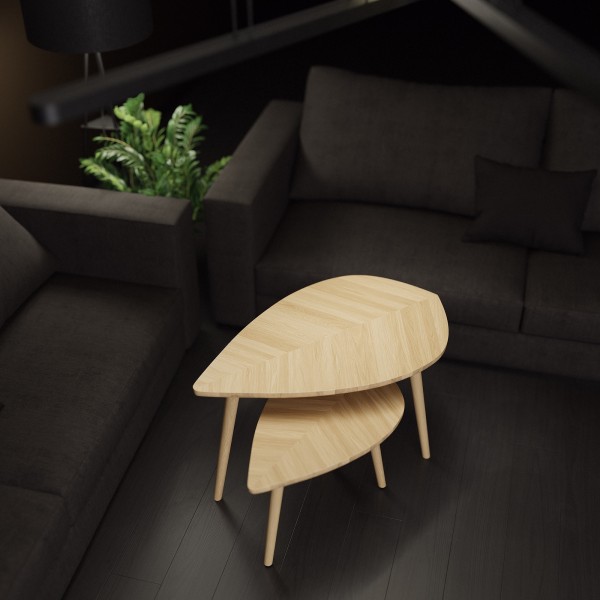 Dębowy stolik kawowy P2 liść duży 110 cm