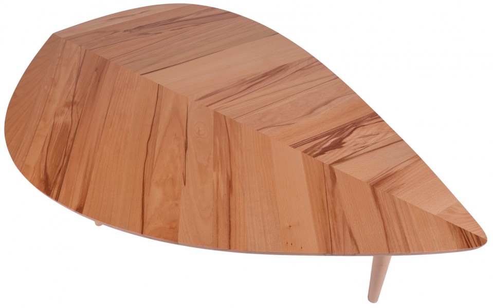 Drewniany stolik kawowy P2 liść średni 93 cm buk twardzielowy