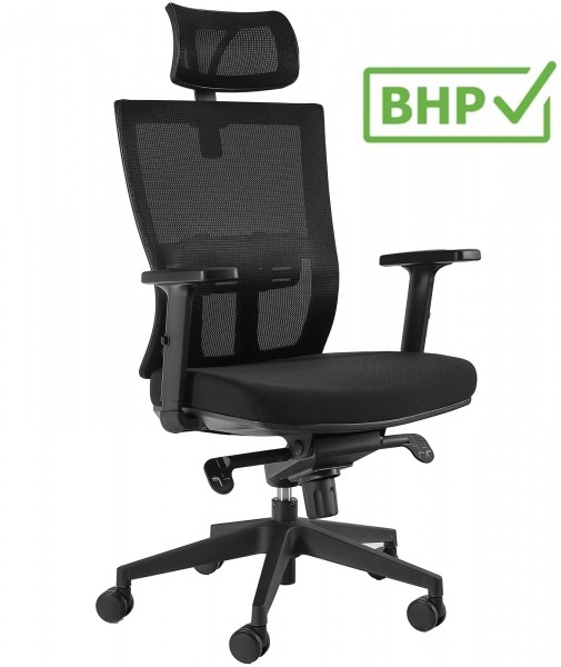 Ergonomiczny fotel obrotowy Link, zgodny z normą BHP