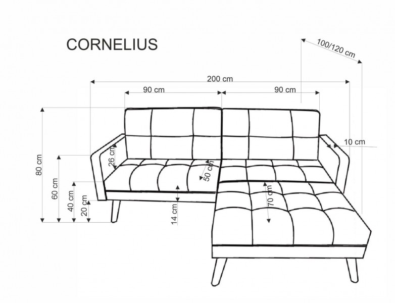 Sofa rozkładana z funkcją narożnika Cornelius Halmar