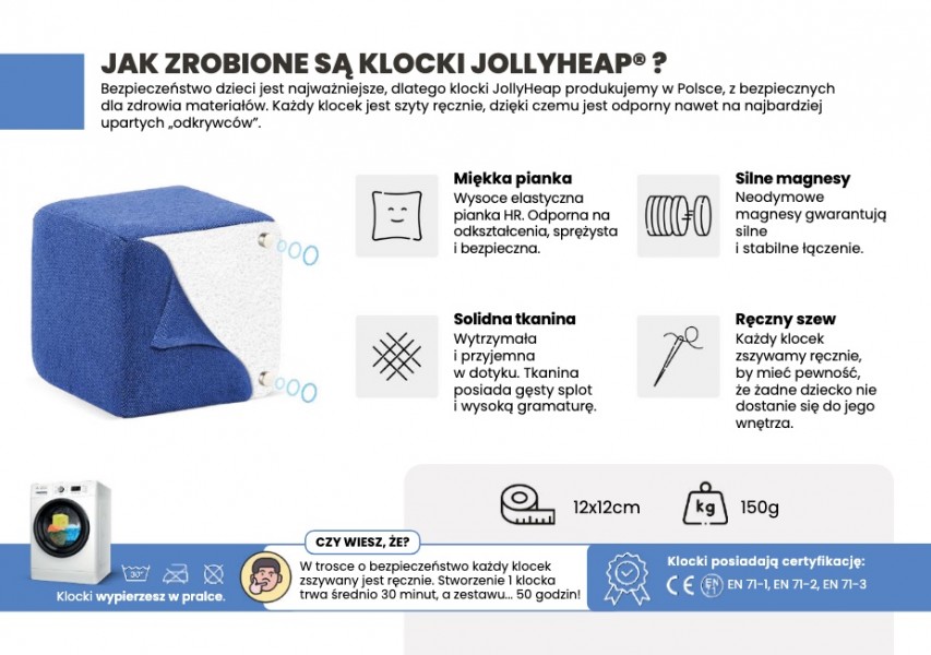 Zestaw klocków magnetycznych JollyHeap Basic - 100 elementów