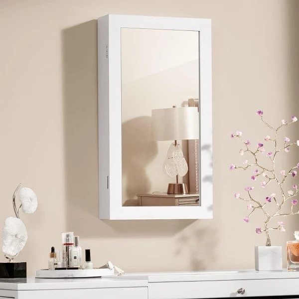 Szafka ścienna na biżuterię z lusterkiem Altar 51 biała