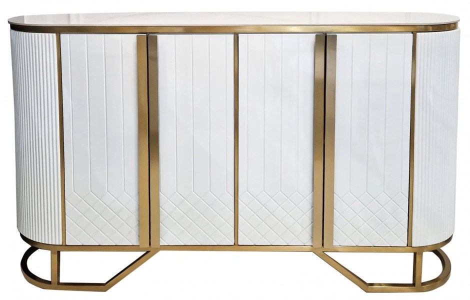 Owalna komoda w stylu glamour Rosalin 150/40 cm ze wzorkami