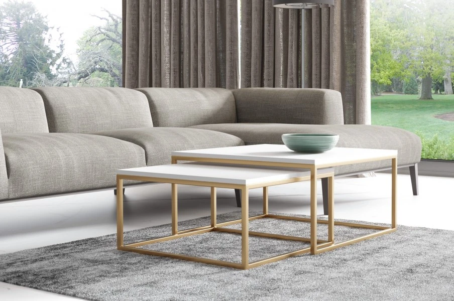 Zestaw stolików kawowych w stylu glamour Dual złoty