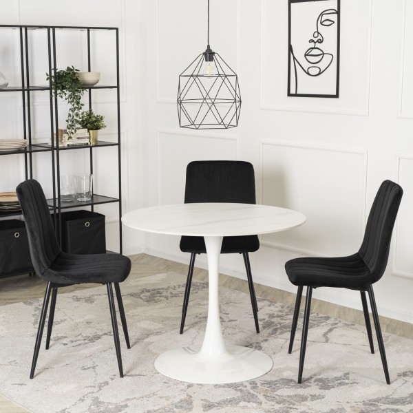 Okrągły stół na jednej nodze Sander 90 cm biały