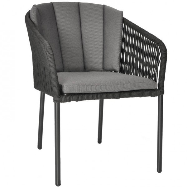 Plecione krzesło ogrodowe z poduszkami Victoria czarne