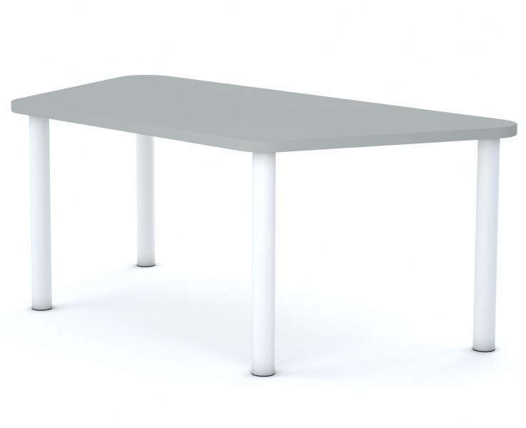 Stół przedszkolny Smart trapez 140x70 cm, rozmiar 0-3, blat szary / nogi białe