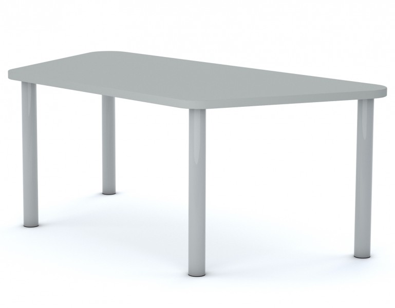 Stół przedszkolny Smart trapez 140x70 cm, rozmiar 0-3, blat szary / nogi szare