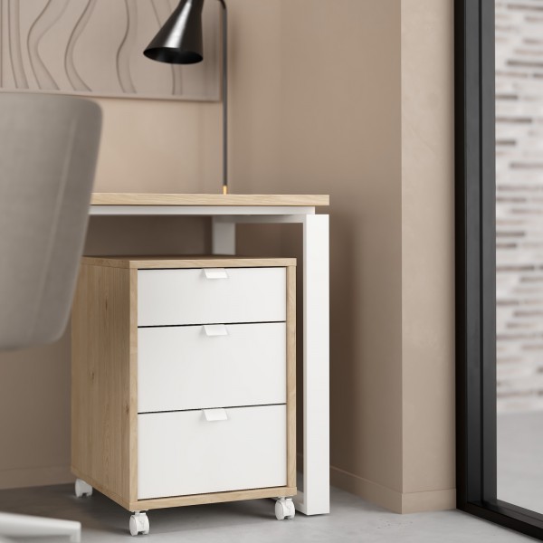 Kontenerek na kółkach 3 szuflady Sign jackson hickory/biały mat