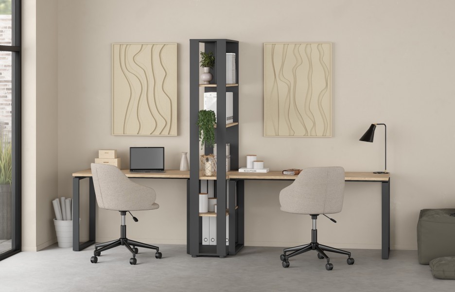 Biurko loft na płozach Sign 120 jackson hickory/szary mat
