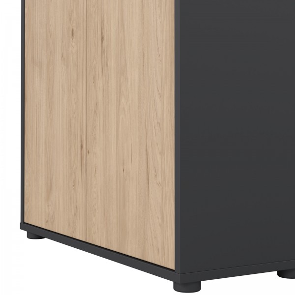 Czterodrzwiowy regał biurowy Sign 80 jackson hickory/szary mat
