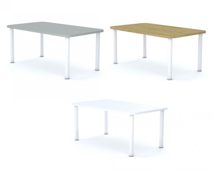 Stół do przedszkola Smart prostokątny 120x70 cm, rozmiar 0-3, blat szary / nogi białe