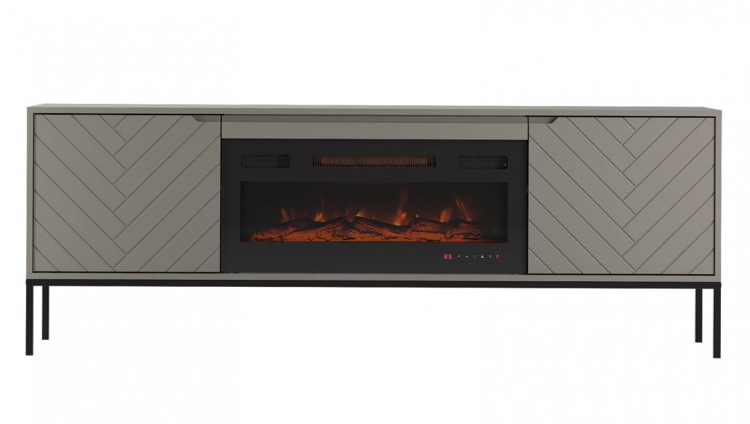 Szafka RTV z kominkiem Aspen 02 cashmere/czarny 180 cm