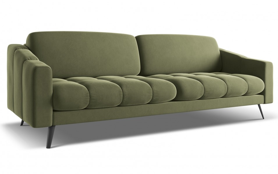 Pikowana sofa 4-osobowa Nalu na metalowych nóżkach, tkanina welwet