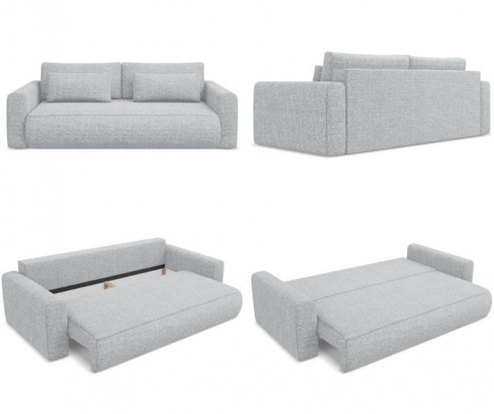 Sofa 3-osobowa z funkcją spania Kapua 155x200 cm, tkanina struktura