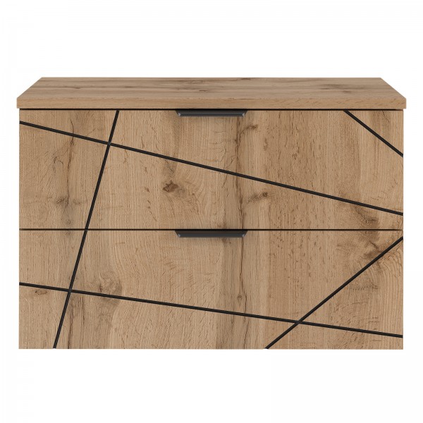 Szafka pod umywalkę nablatową Wood 01, dąb wotan, 80 cm - zestaw 1