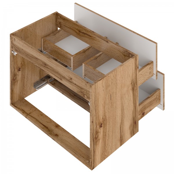 Szafka pod umywalkę nablatową Wood 01, dąb wotan, 80 cm - zestaw 1