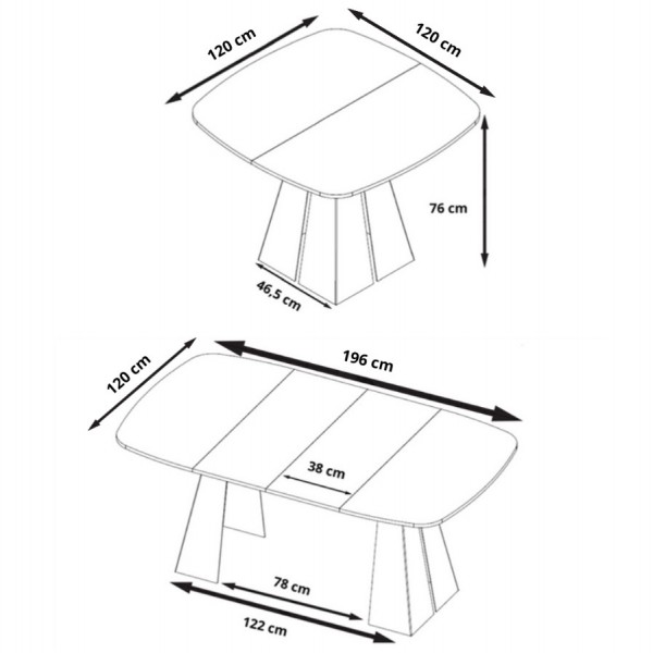 Industrialny stół rozkładany Vigo 120-196 cm