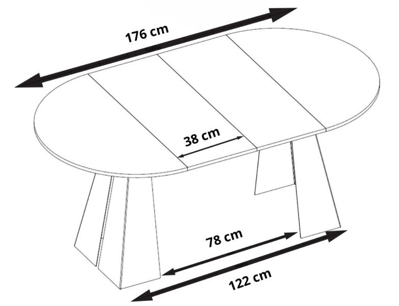 Industrialny stół rozkładany Fuego 100-176 cm z obręczą