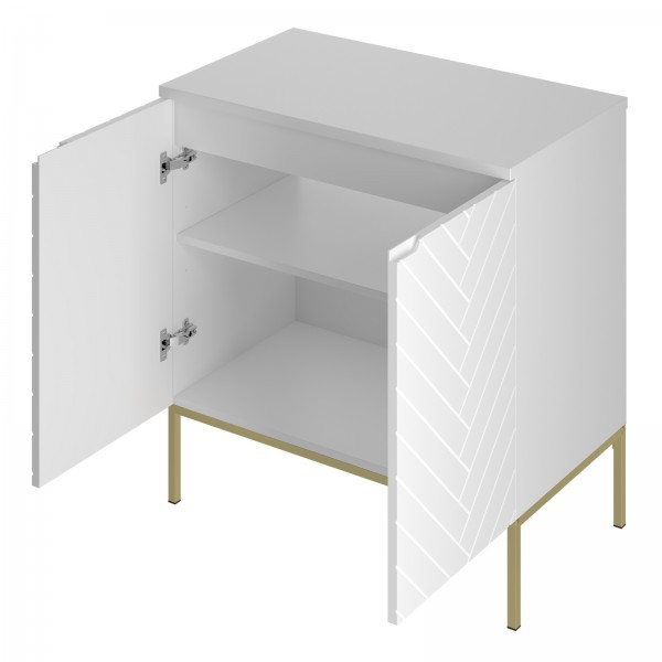 Szafka pod umywalkę nablatową Aspen 08, biały mat/złoty, 80 cm - zestaw 1