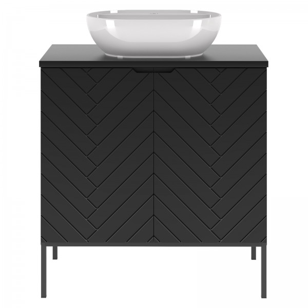 Szafka z umywalką nablatową Aspen 08 czarna, 80 cm - zestaw 2