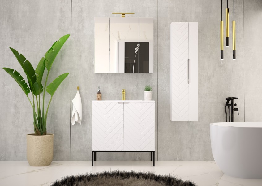 Szafka pod umywalkę wpuszczaną Aspen 08, biały mat/czarny, 80 cm