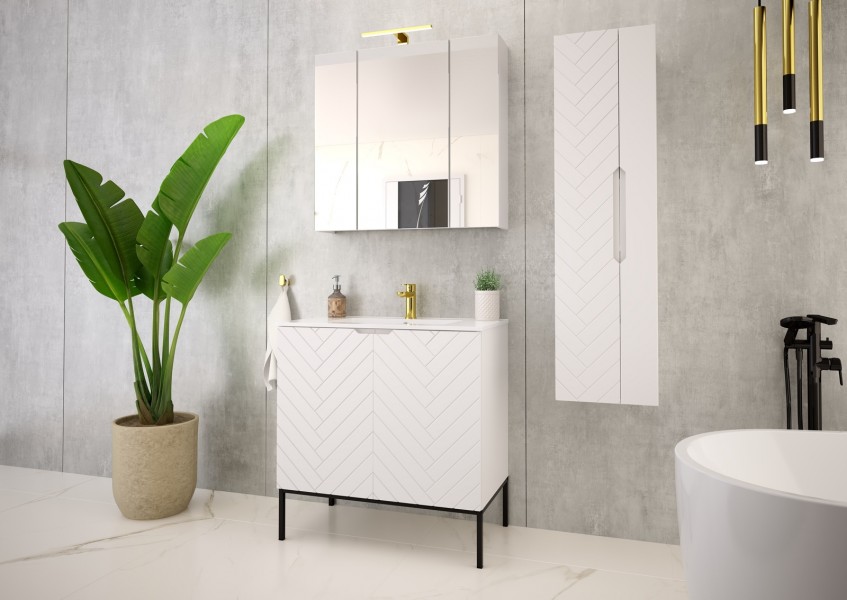 Szafka pod umywalkę wpuszczaną Aspen 08, biały mat/czarny, 80 cm